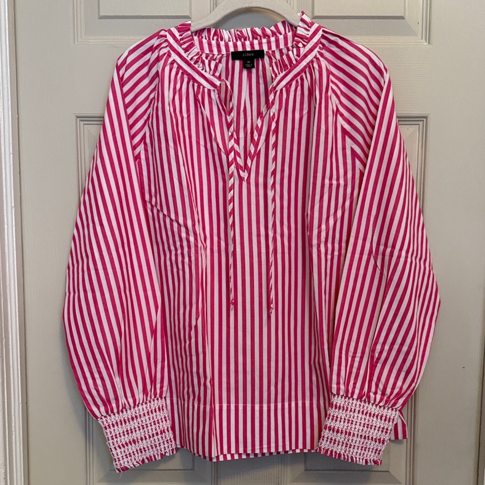 J. Crew Pink and White Striped Top